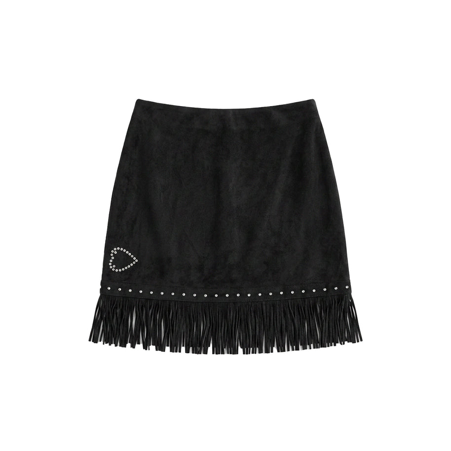 “Game Time” Fringe Skirt - Black