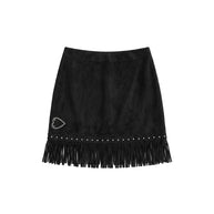 “Game Time” Fringe Skirt - Black