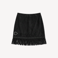 “Game Time” Fringe Skirt - Black