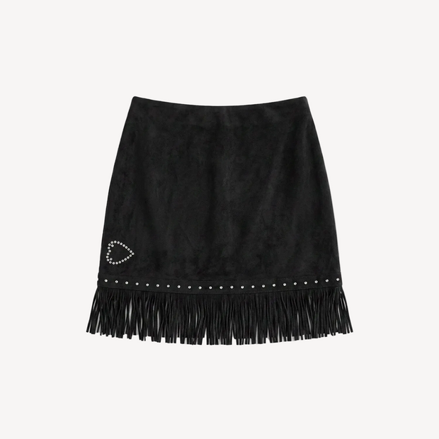 “Game Time” Fringe Skirt - Black