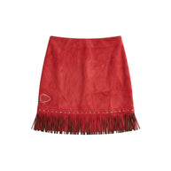 “Game Time” Fringe Skirt - Red